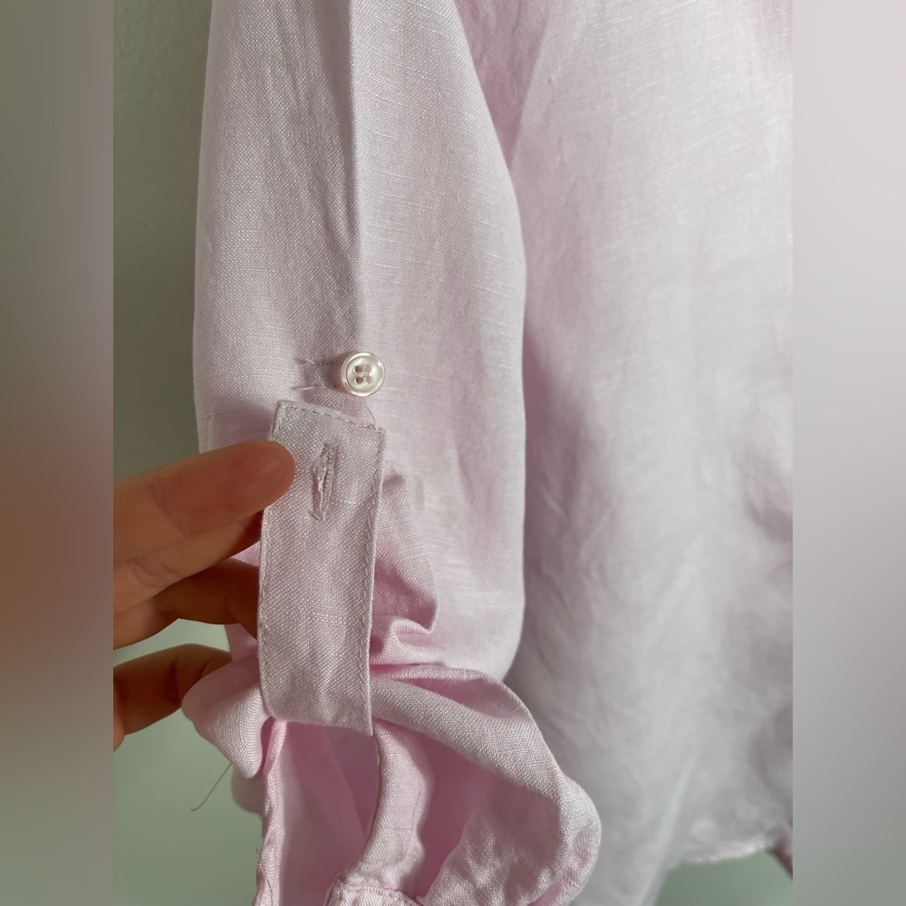 Joan Vass NY Elegant Pink Button Down Women's Shirt Linen Work Career Size M - Picture 16 of 16
